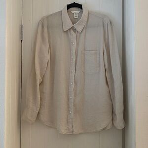H&M Linen Shirt in Cream 
Size M